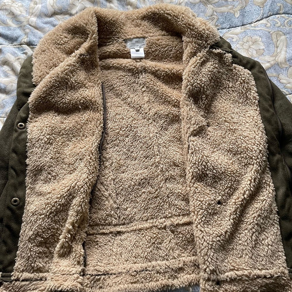 Costa Blanca Olive Teddy Jacket Women’s Size 8 - Picture 4 of 5